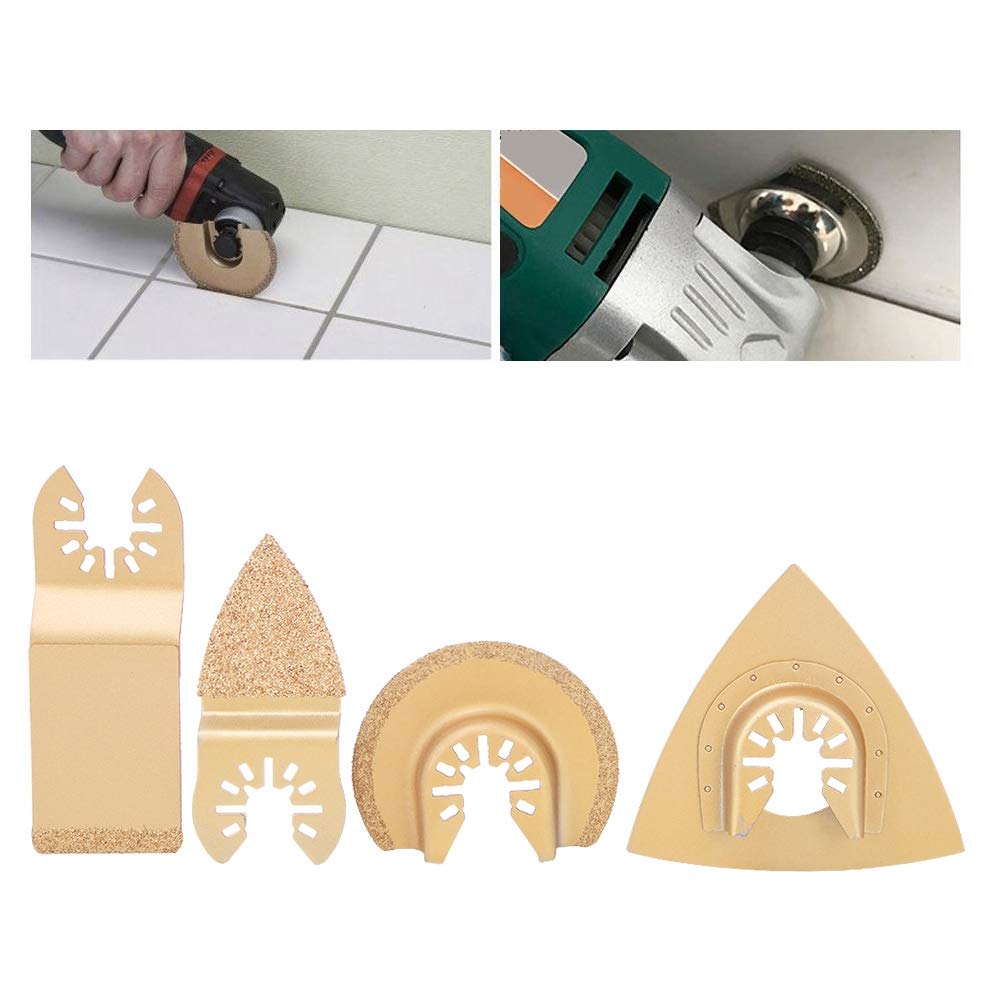 Lot de 4 Lames de Scie en Carbure pour Outils d'Oscillation Multifonction - Compatible avec Systèmes Multifonctions Populaires - Accessoire de Coupe Précise pour Travaux de Bricolage et Industrie