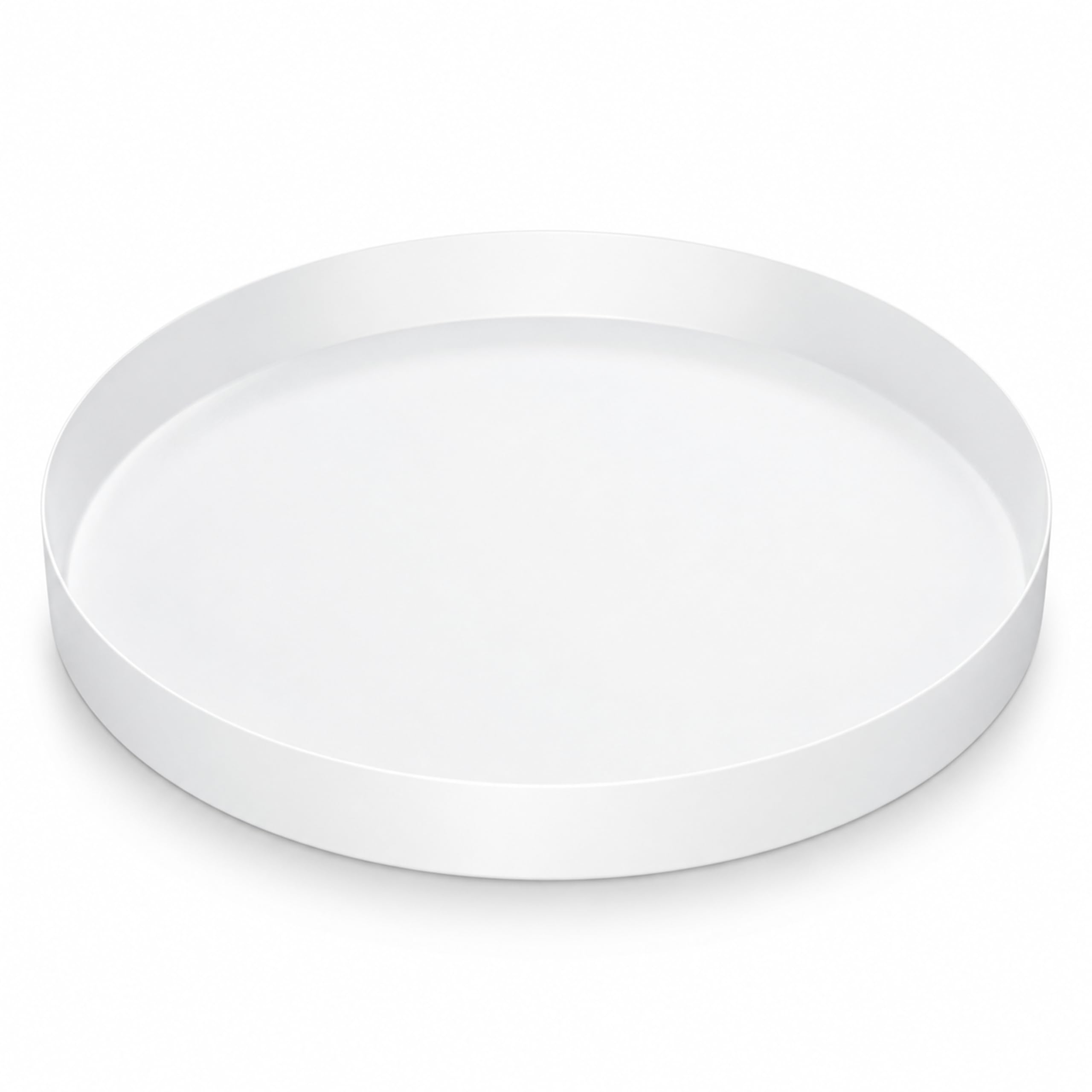 Yvttve Round Tray, White, Metal, Serving Tray, Round, Decorative Plate, Decorative Tray, Matt (White, Diameter 25 cm)