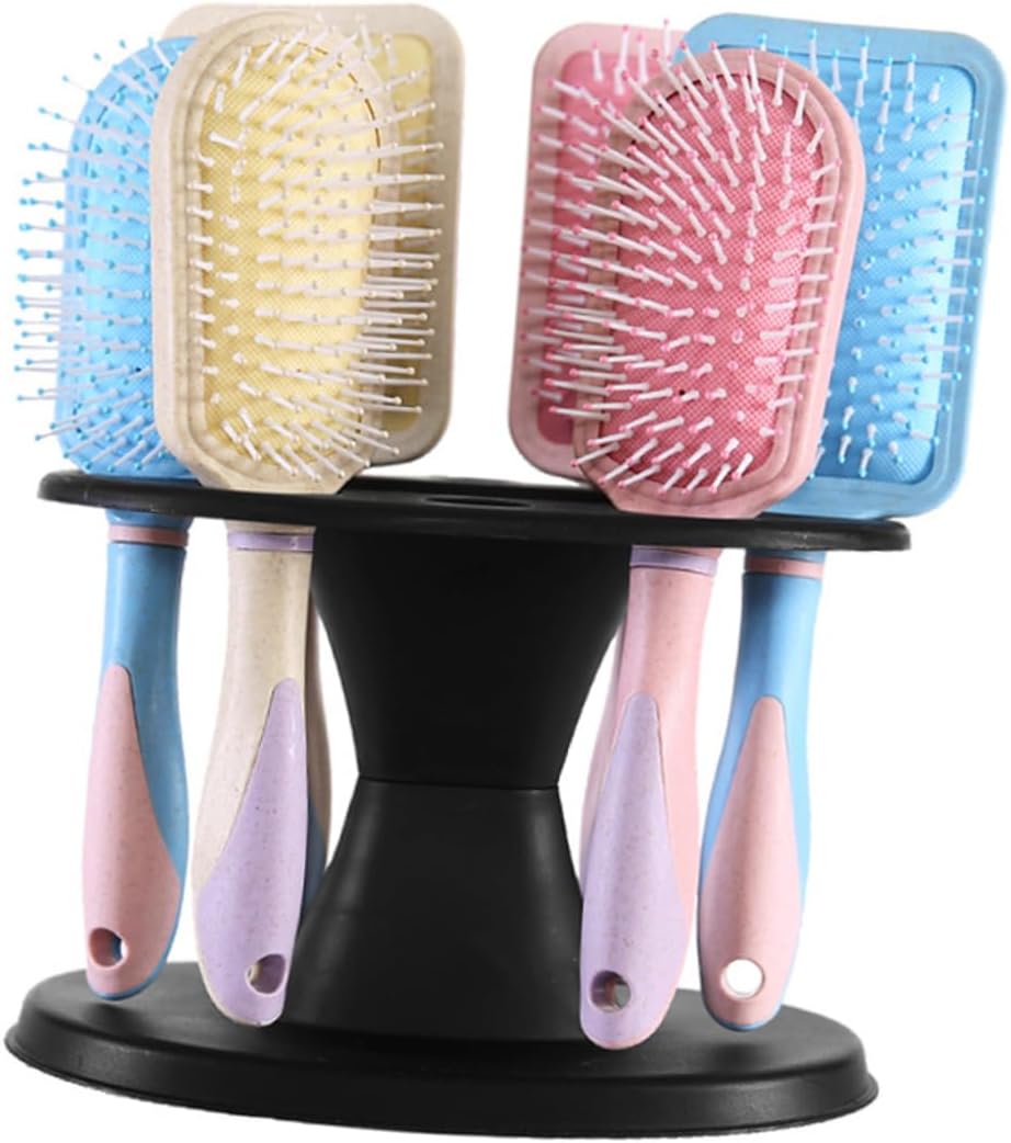 8holes Plastic Comb Display Rack Holder Multi-Function Organizer for Hair Salon Easy Installation Storage Stand for Brushes and Combs Black