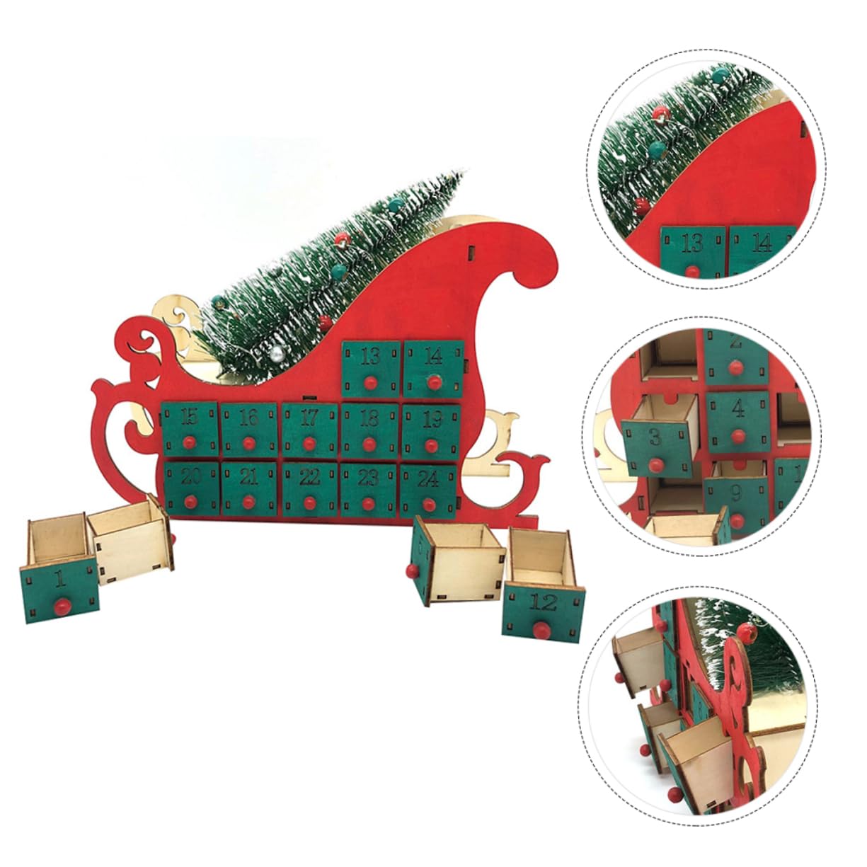 IMIKEYA Weihnachtstischdekoration mit Klassischem Design Grüner Adventskalender für Wohnzimmer und Geschäft Traditioneller Weihnachtskalender für Festliche Dekoration