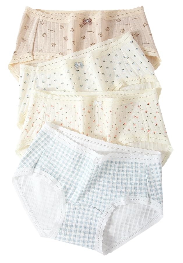 nyamah sales Women Cotton Hipster Panties, Mid Rise Summer Breathable Printed Lace Underwear, Multi Colour, Free Size,-picture-17