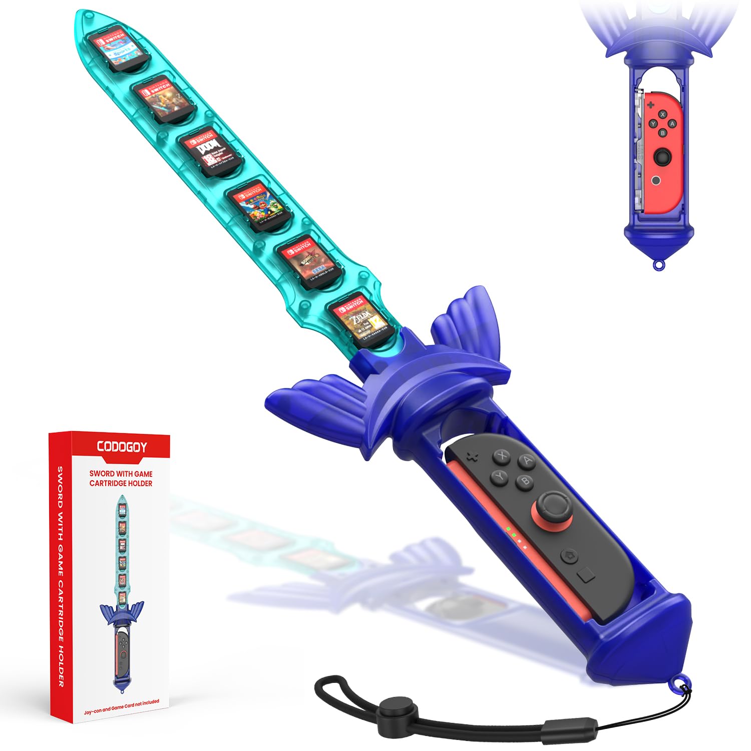 Nintendo Switch Accessories, Skyward Sword Grip with Built-in 12 Game Card Holder, Compatible with Switch 2/1/OLED Controller, for legend of zelda: Skyward Sword HD & tears of the kingdom, Switch Sports Chambara