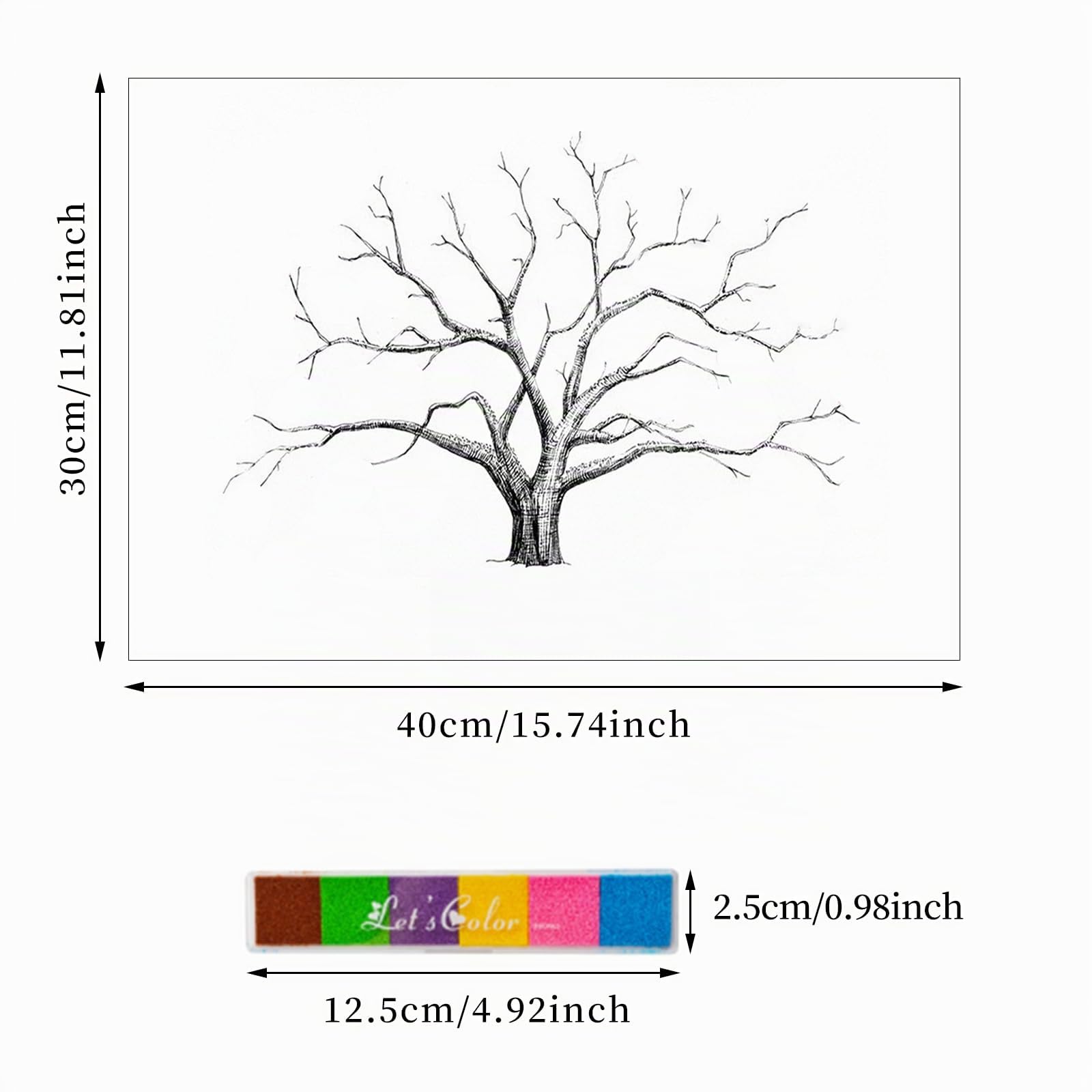 Arbre à Empreintes de Mariage Toile Livre d'or 30x40cm Personnalisé