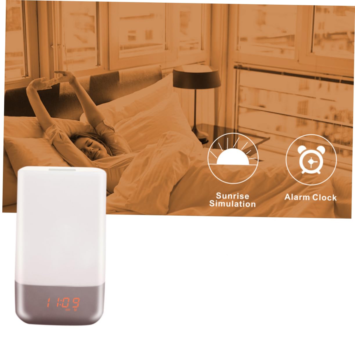Alipis Reloj Despertador LED con Simulación de Amanecer Abs y PC