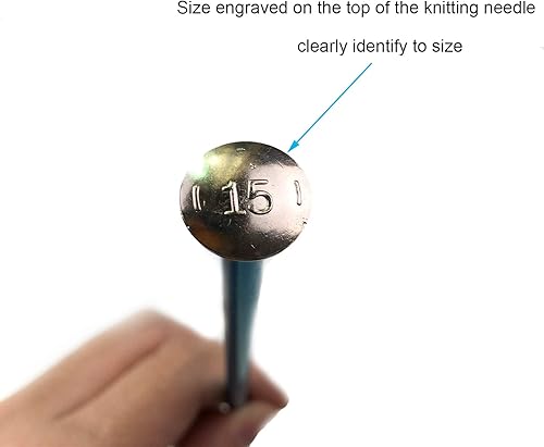 Miniatura 8 de Weabetfu Aguja de punto de metal de aluminio, recta, de color, de una sola punta, de 10 pulgadas de longitud para tejer hecho a mano, talla 6 de EE.