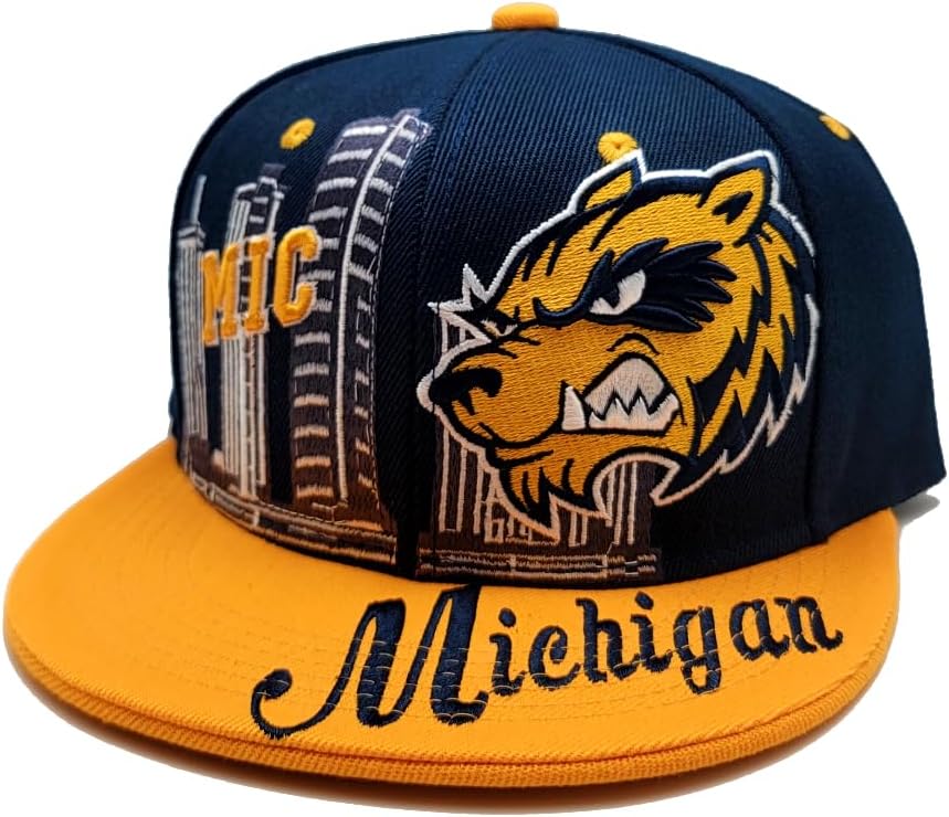 Michigan New Leader Premium Downtown Blue Yellow Era Snapback Hat Cap - Image 2