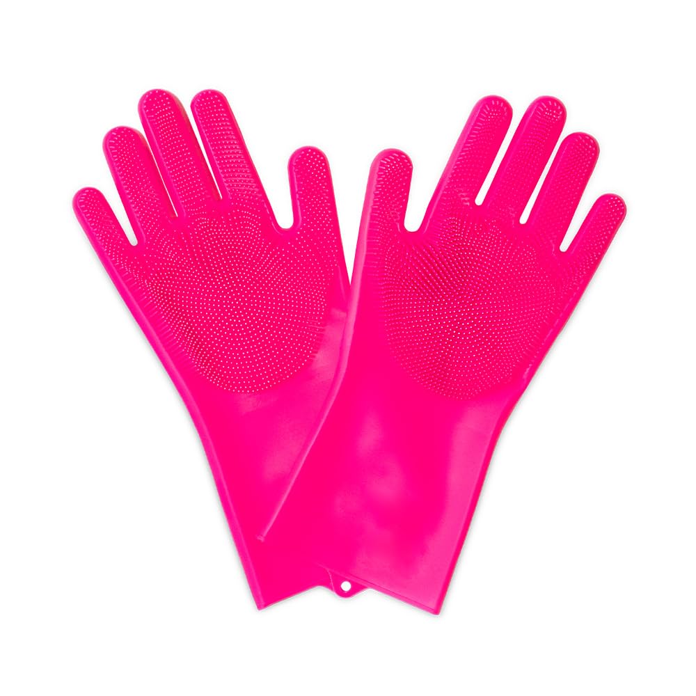 Deep Scrubber Gloves - Silicone Cleaning Gloves with Flexible Bristles for Bike, Motorcycle, and Car - BPA-Free, Heat Resistant, Dishwasher Safe - L