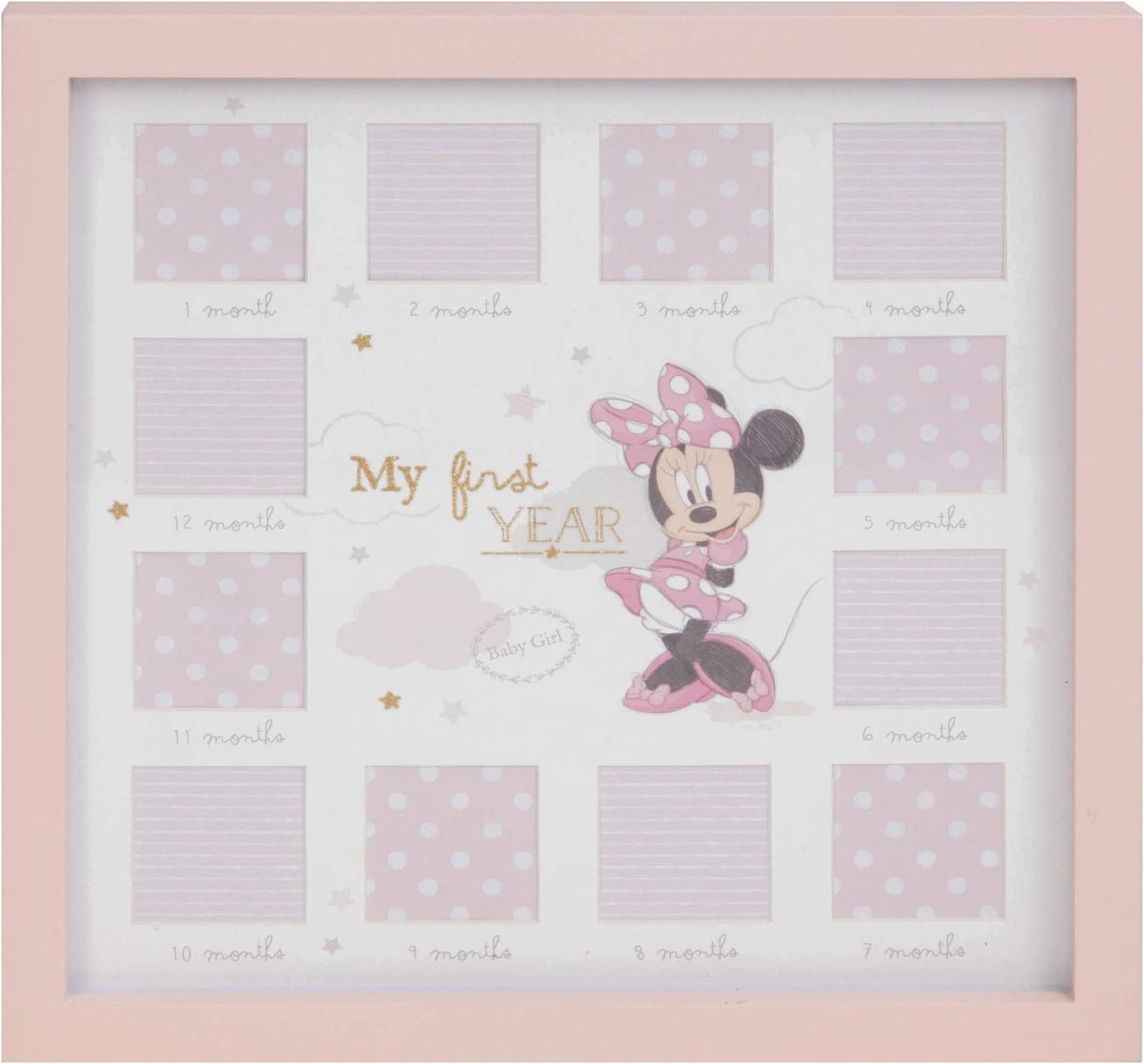 Disney Minnie Mouse Baby Girl First Year 12 Month Multi Photo Frame