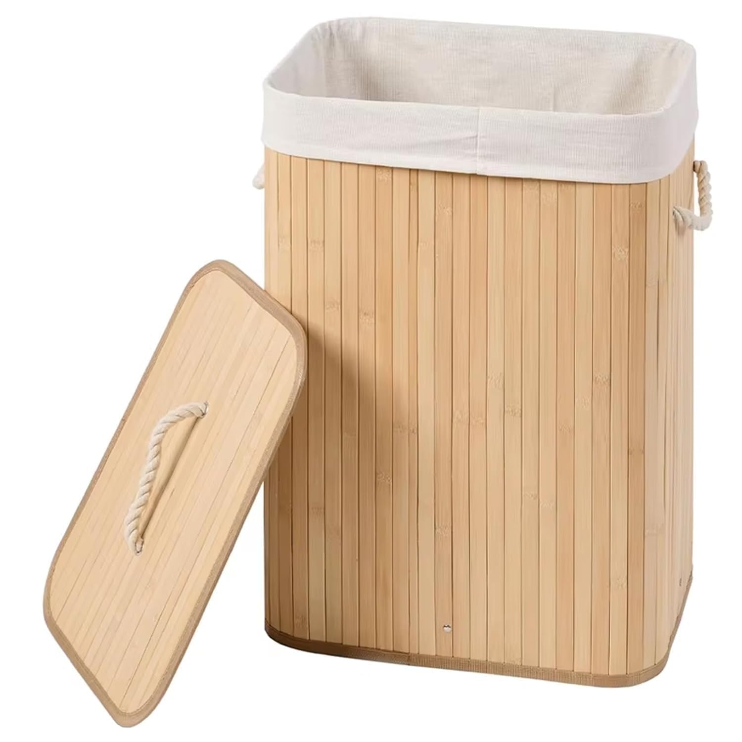 Bamboo Storage Basket with Lid & Rope Handles, Multipurpose Toy, Laundry & Clothes Organizer Bin, Eco-Friendly Wooden Finish Storage Box for Home, Bedroom, Nursery & Living Room-image-48