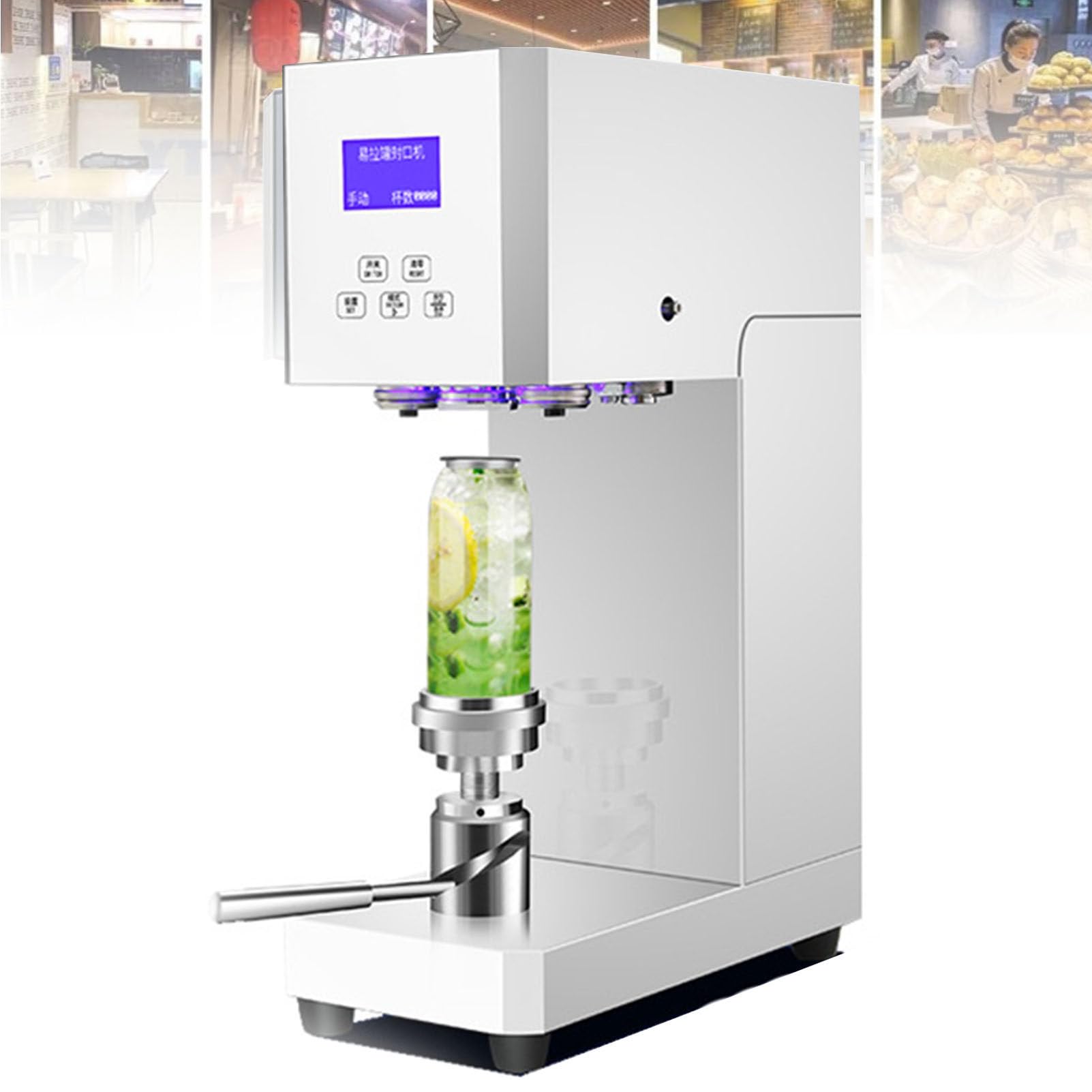 Máquina selladora de latas, sellador de impulso semiautomático de 370 W para bolsas de polietileno, altura ajustable, contador inteligente, ideal para uso comercial, fácil de operar