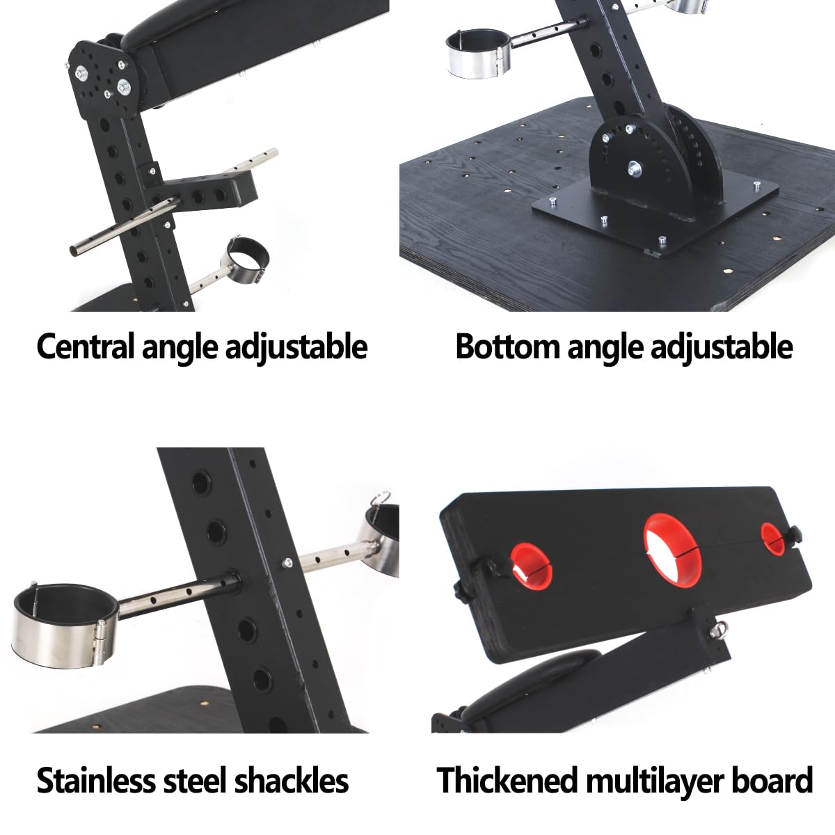 Generic BDSM Bondage Shackles Kit Slave Restraint Rack Love Furniture Binding Wooden Yoke Sex Toys, Black