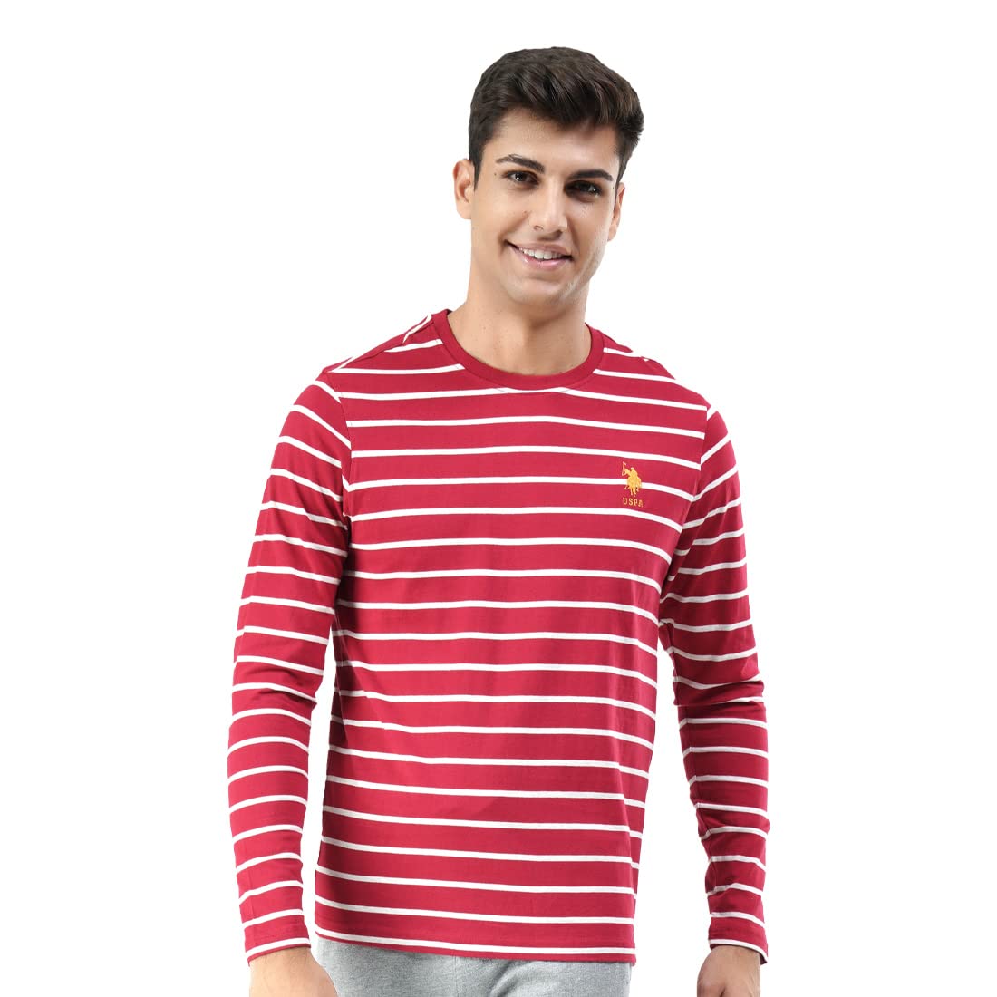 U.S. POLO ASSN. Men's Comfort Fit Stripe Cotton I689 Regular Fit T-Shirt - Pack of 1
