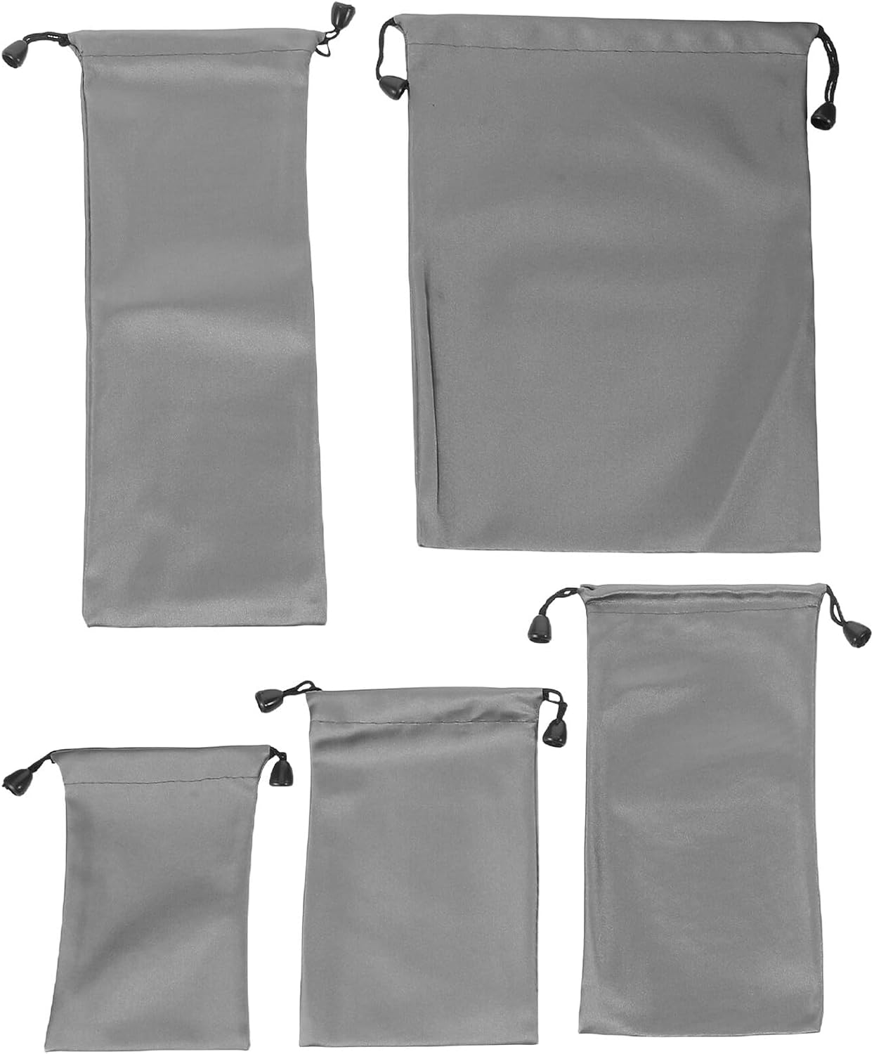 Cabilock 5pcs Drawstring Storage Bags for Power Bank and Usb Cables Nylon Drawstring Pouches As Data Cable Organizer Bag for Travel and Office Use Grey