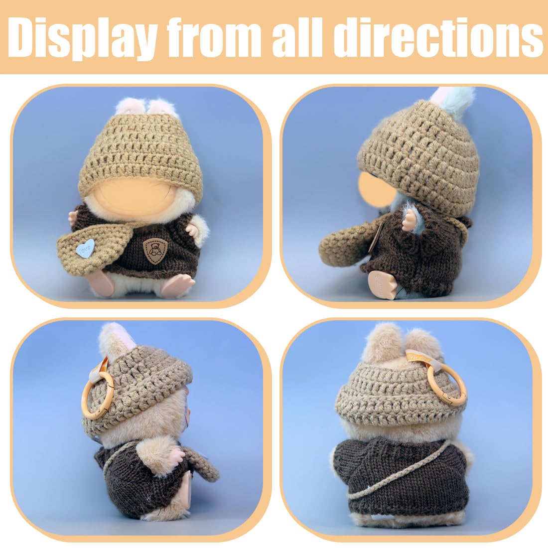 Set De Ropa Para Muñeca De 17 Cm – 3 Piezas: Gorro Beige, Suéter Con Oso Y Bolso Bandolera, Accesorios Hechos A Mano, Regalo Ideal Para Niñas Y Coleccionistas
