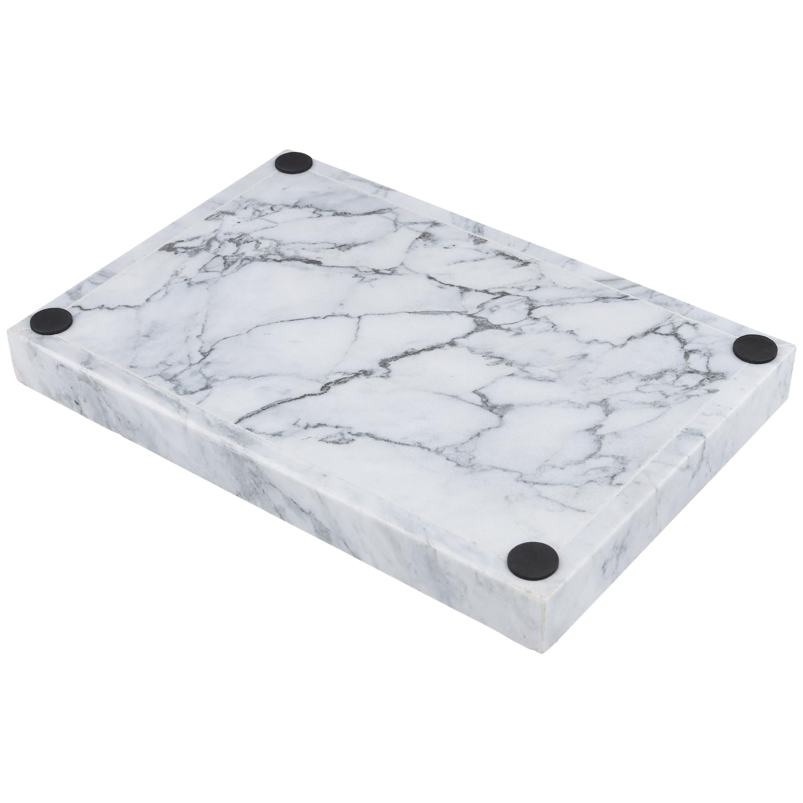 Plateau de Rangement rectangulaire en marbre Gris 30 x 20 x 3 cm pour Cuisine, Salle de Bain, Commode, Restaurant