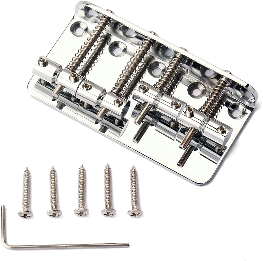 Alnicov 4 String Bass Bridge Vintage Style 80mm Hardtail Bridge Saddles Replacement Accessories Sliver - Image 3