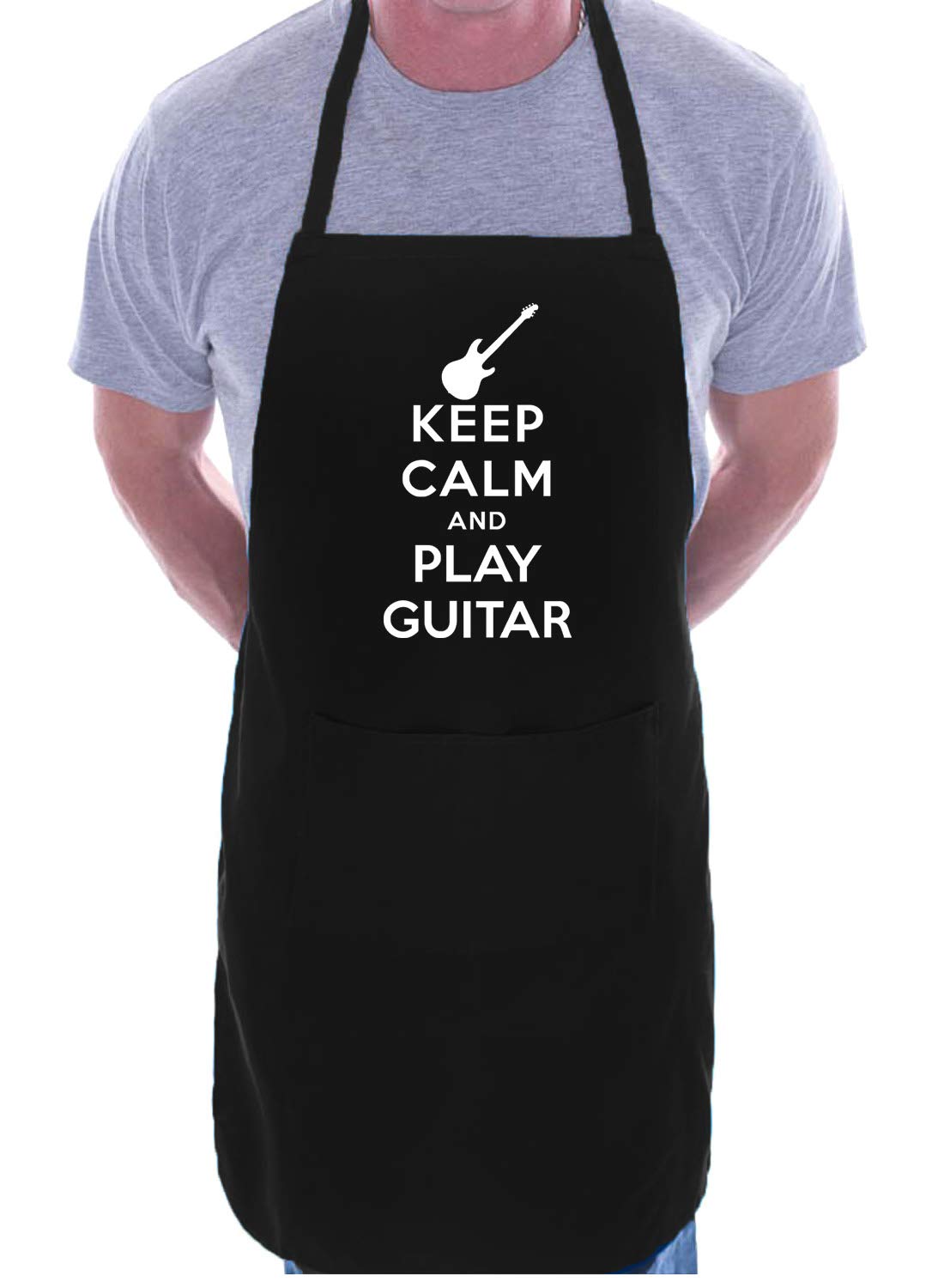 Print4U Keep Calm And Play Guitar Novelty Cooking Apron Black