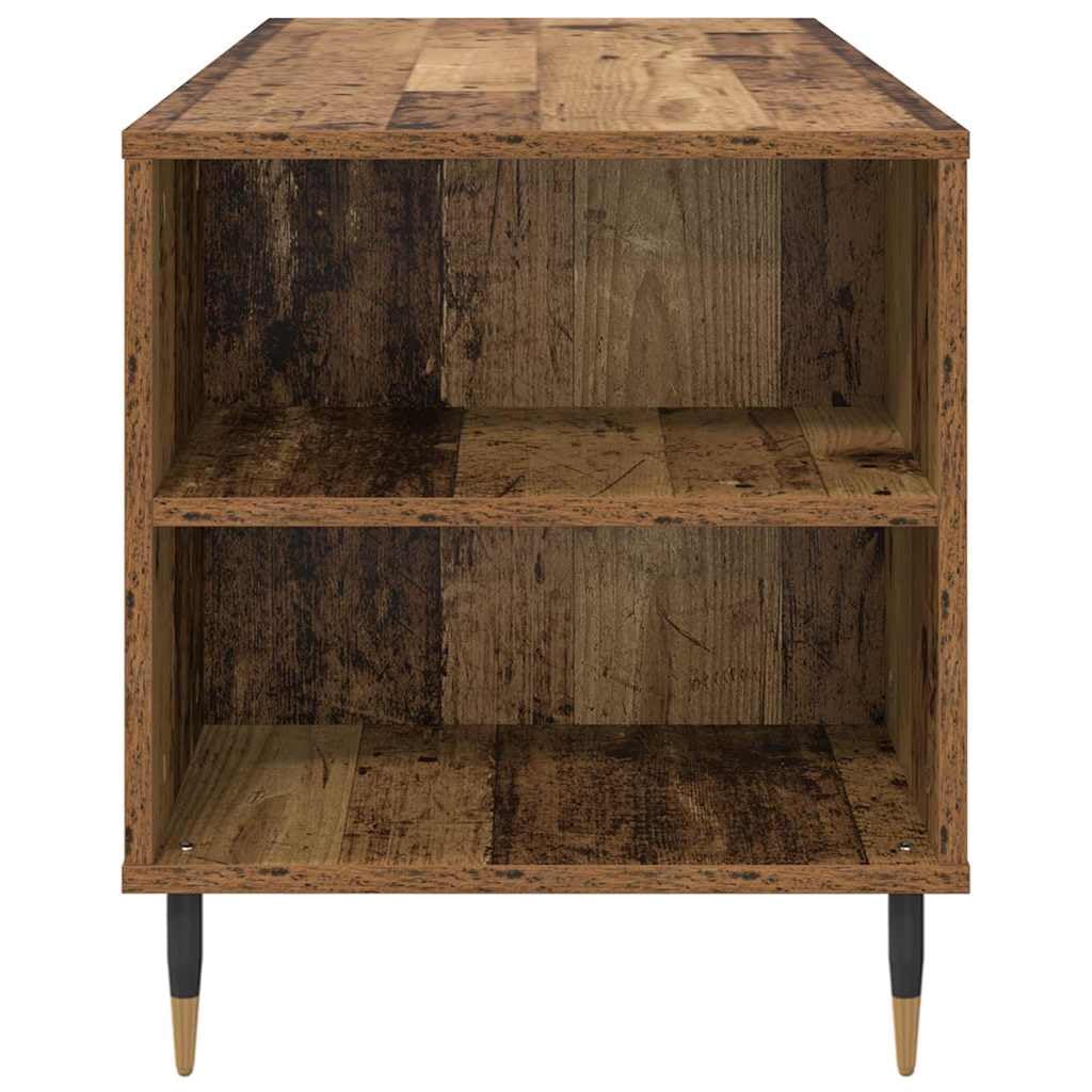 Mesa de centro de madera vieja 102 x 44,5 x 50 cm de material de madera con cajón y estante, diseño moderno para salón, resistente y ahorra espacio, para sofá y balcón