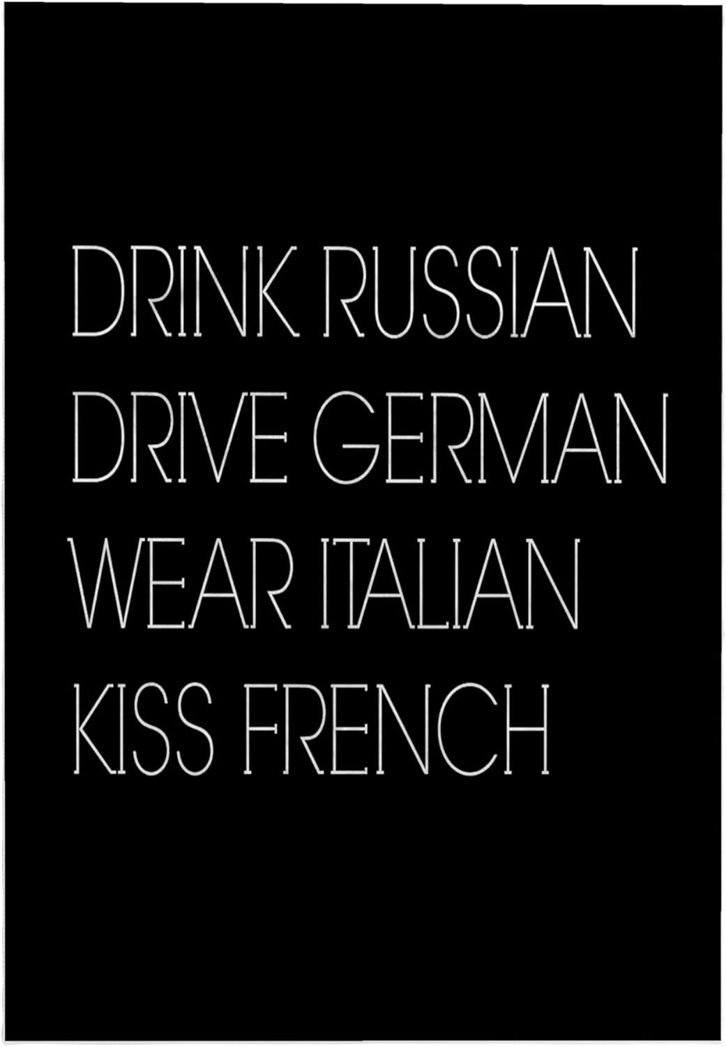 3dRose Drink Russian Drive German Wear Italian Kiss French 22x30 Bath Hand Pool Towel