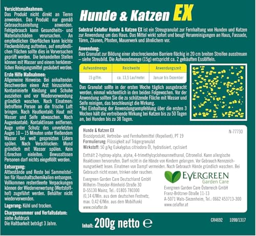 Substral Celaflor Hunde & Katzen Ex, Hund, Marder und Katze Abwehr und Vertreibungsgranulat, 200g - mit Sofortwirkung