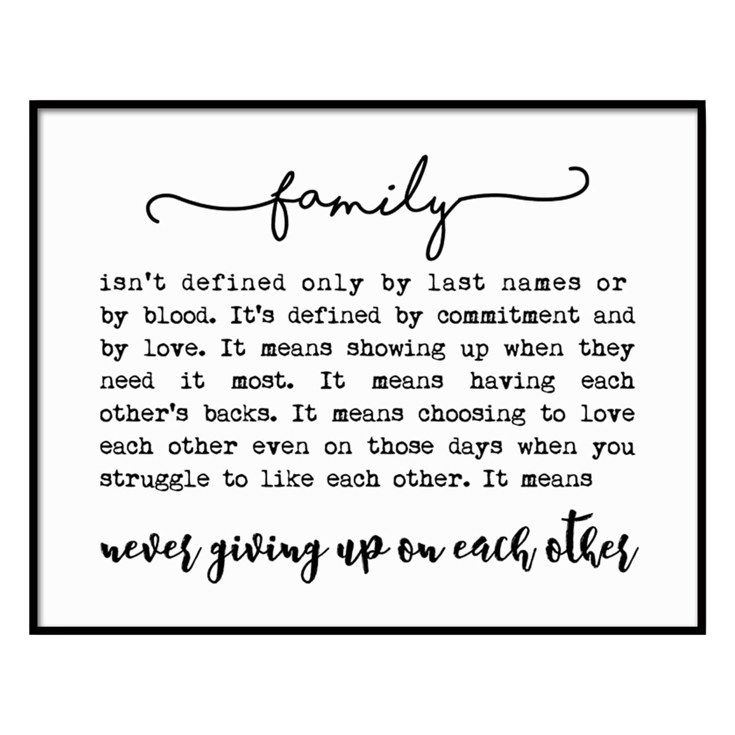 OFlyDesigns Family Definition Wall Art, Family Quote Print, Entryway Family Sign, Farmhouse Home Decor, Adoption Gift for Blended Families, Neutral Living Room Wall Decor, Unframed (8x10, Unframed)