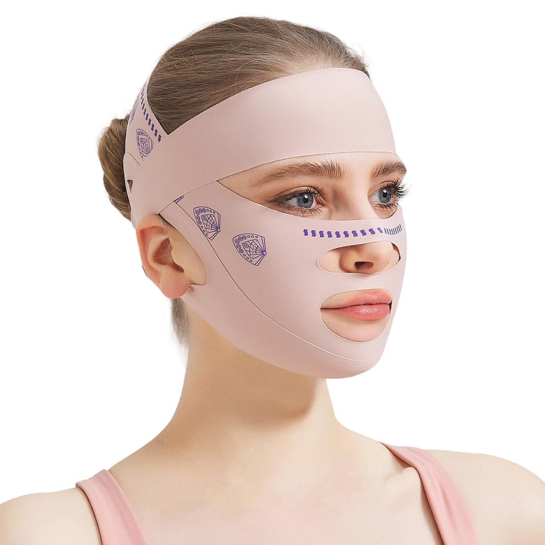 Máscara Facial Reafirmante para Doble Papada, Reutilizable, Máscara Facial en Forma de V con Efecto Lifting, Banda Lifting para Doble Papada, Adecuada para Todas las Formas de Cara, Rosa