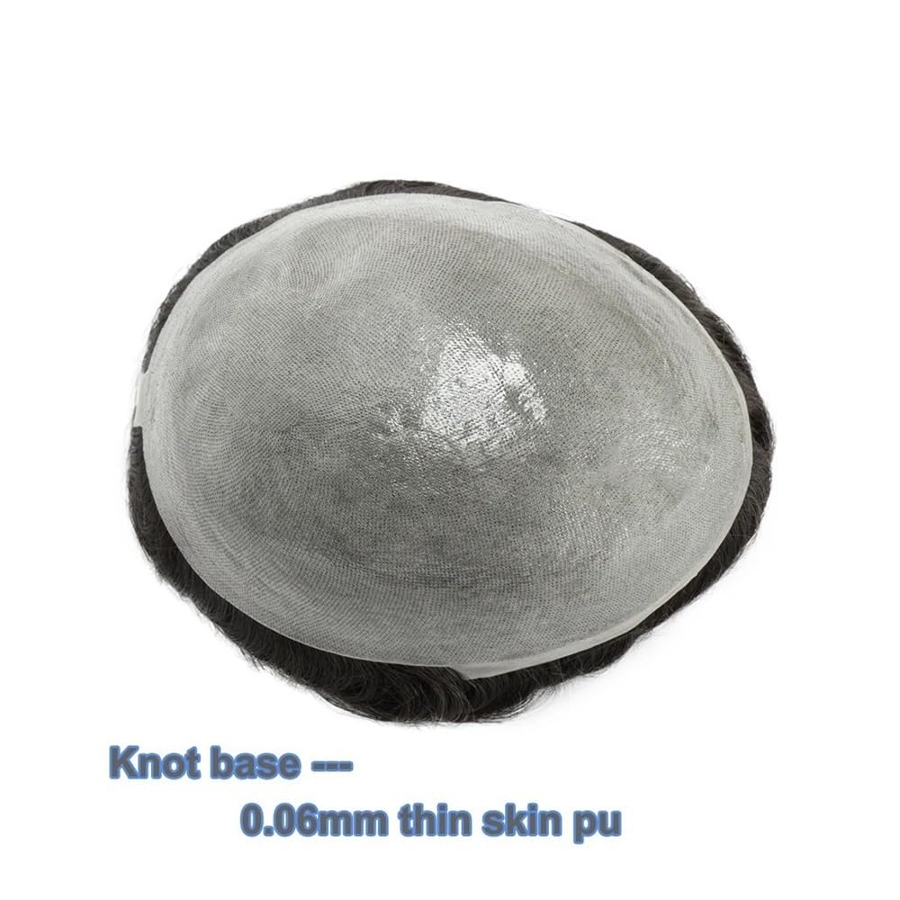 Parrucca Calva Toupee Uomo Capelli Umani Posticci V Loop Anteriore Naturale 0,06 mm Sistema di Sostituzione Sottile Capelli Umani Uomo Toupet Cappucci per Parrucche(Jet Black,8x10)