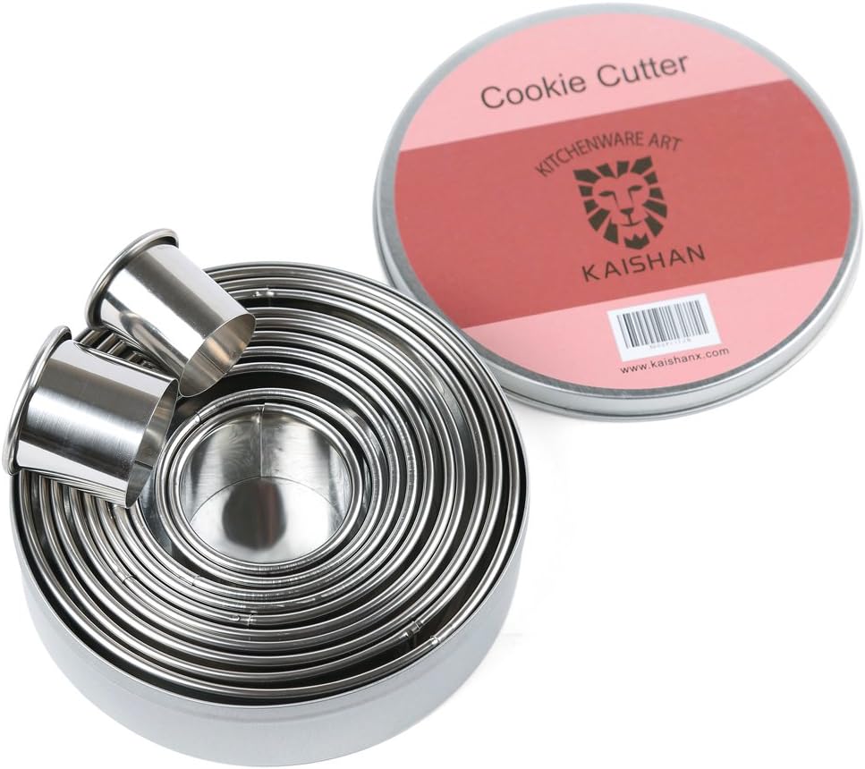 Round Cookie Cutter Fruit Cutter Vegetable Cutters Cake Cutters from 12 cm to 3 cm Set of 12 by KAISHANE