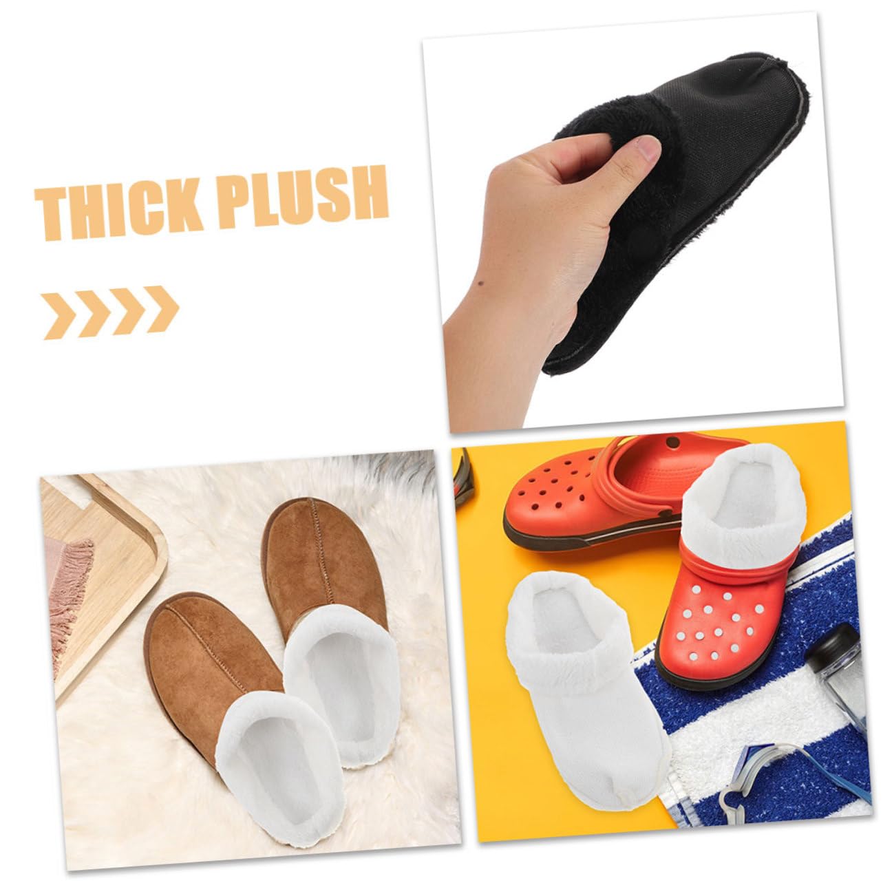 8 Paires Doublures Chaudes pour Sabots Hiver Semelles Intérieures Coton Peluche Amovibles et Lavables Confort Thermique pour Chaussures Intérieur et Extérieur Lot