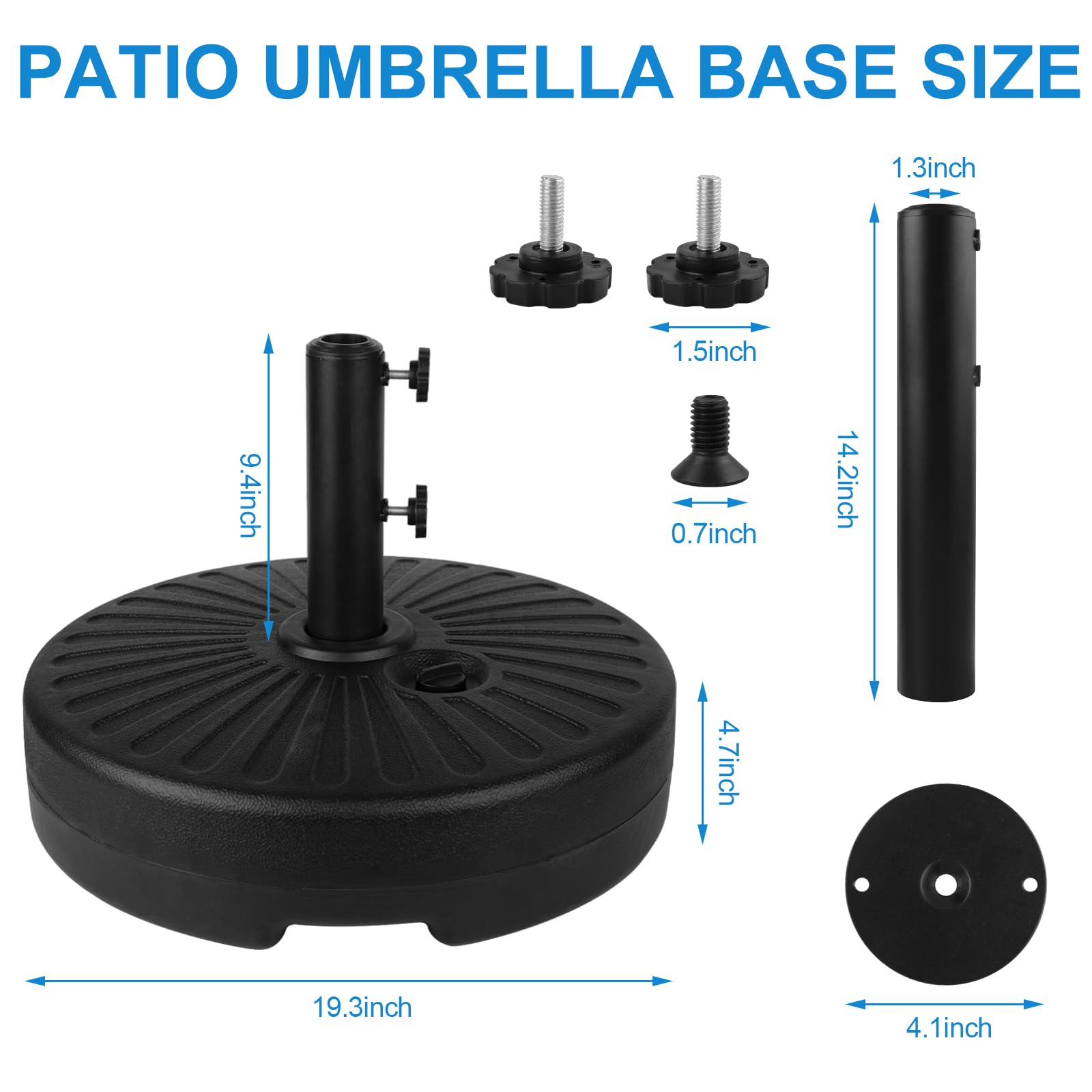 PULNDA Outdoor Umbrella Base Stand, Patio Umbrella Base Water Filled Stand, Heavy Duty Umbrella Base with Steel Holder for Outdoor Patio Lawn Garden