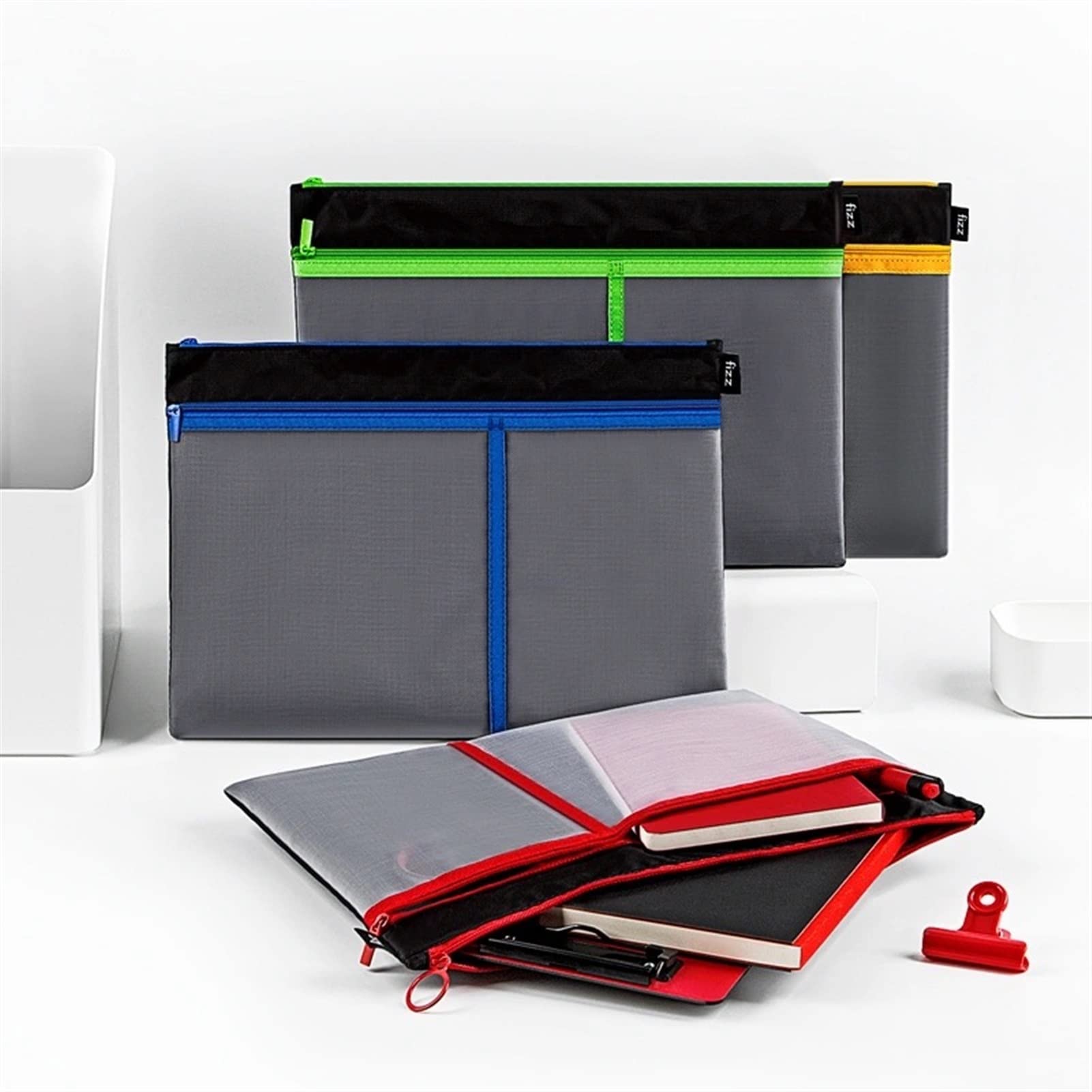 Portfolio Porte-Documents, Dossiers en plastique, reliure budgétaire(Red)