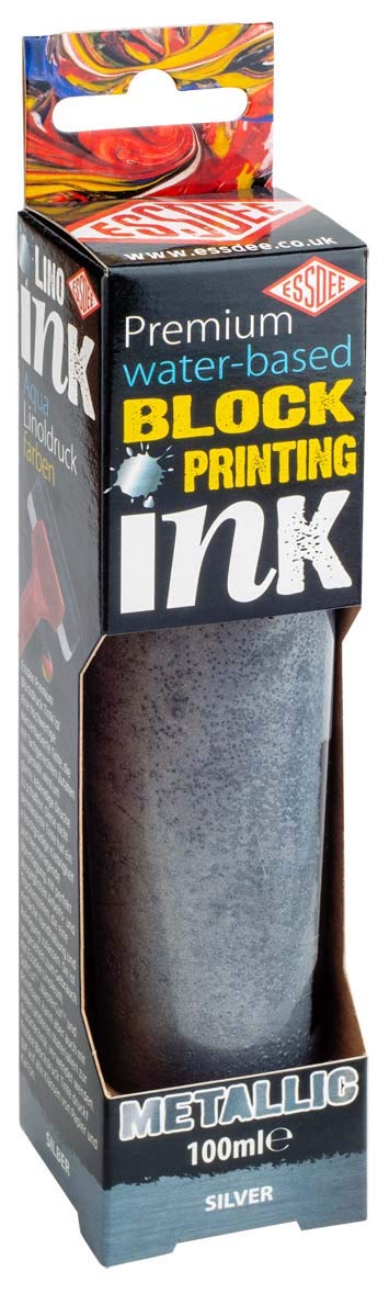 Essdee Block Printing Ink, Metallic Silver, 100ml
