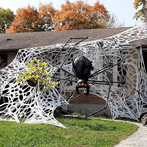 XIMISHOP Giant Stretchy Spider Webs - 350sqft Halloween Spider Webs for Yard, Garden, Lawn, Indoor & Outdoor Party Decor
