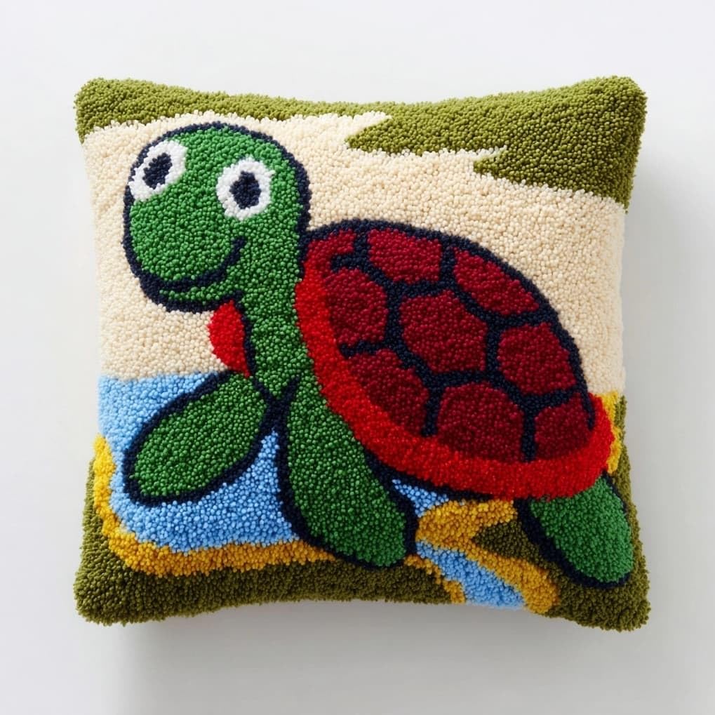 AxiangziK Latch Hook Pillow Kit 17x17in,Cartoon Turtle