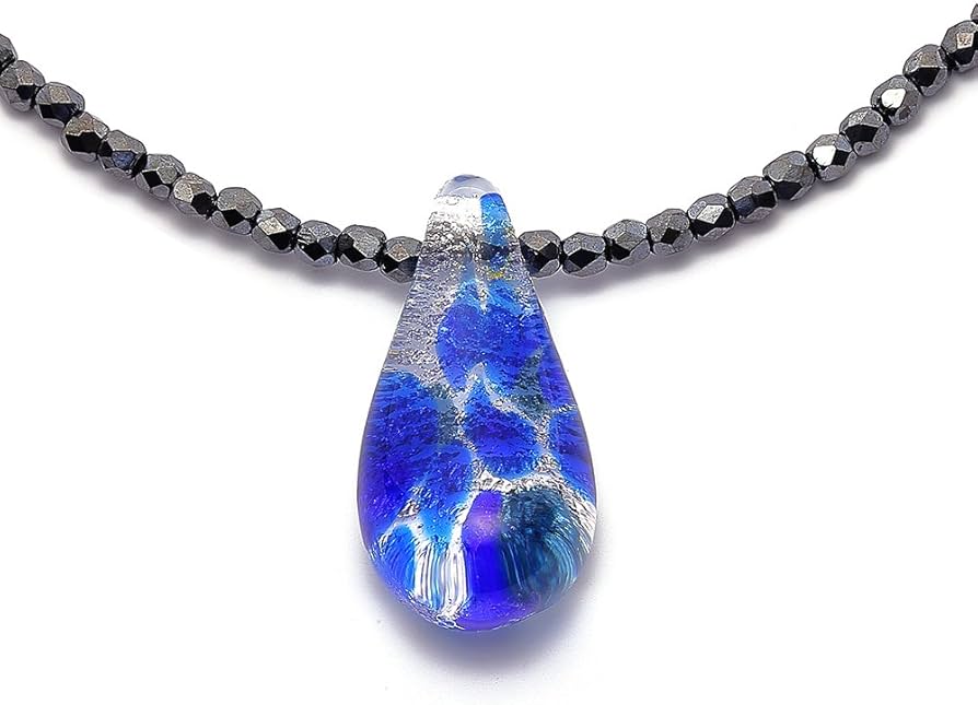 Amazon.co.jp: ガラスのジュエリー 水玉インジゴドロップS ネックレス Amazon.co.jp: ガラスのジュエリー 水玉インジゴドロップS ネックレス