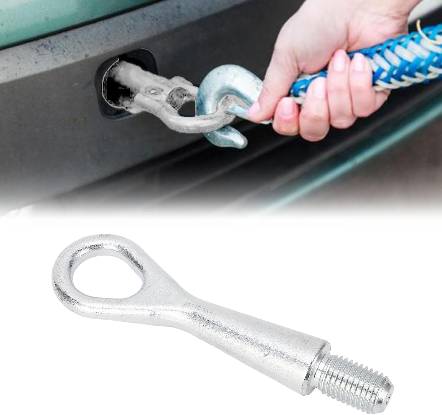 Front Bumper Towing Hook 51112 1KA0A Forged Steel Tow Eye Ring Hook for 370Z Cube GT R Juke Kicks Racing