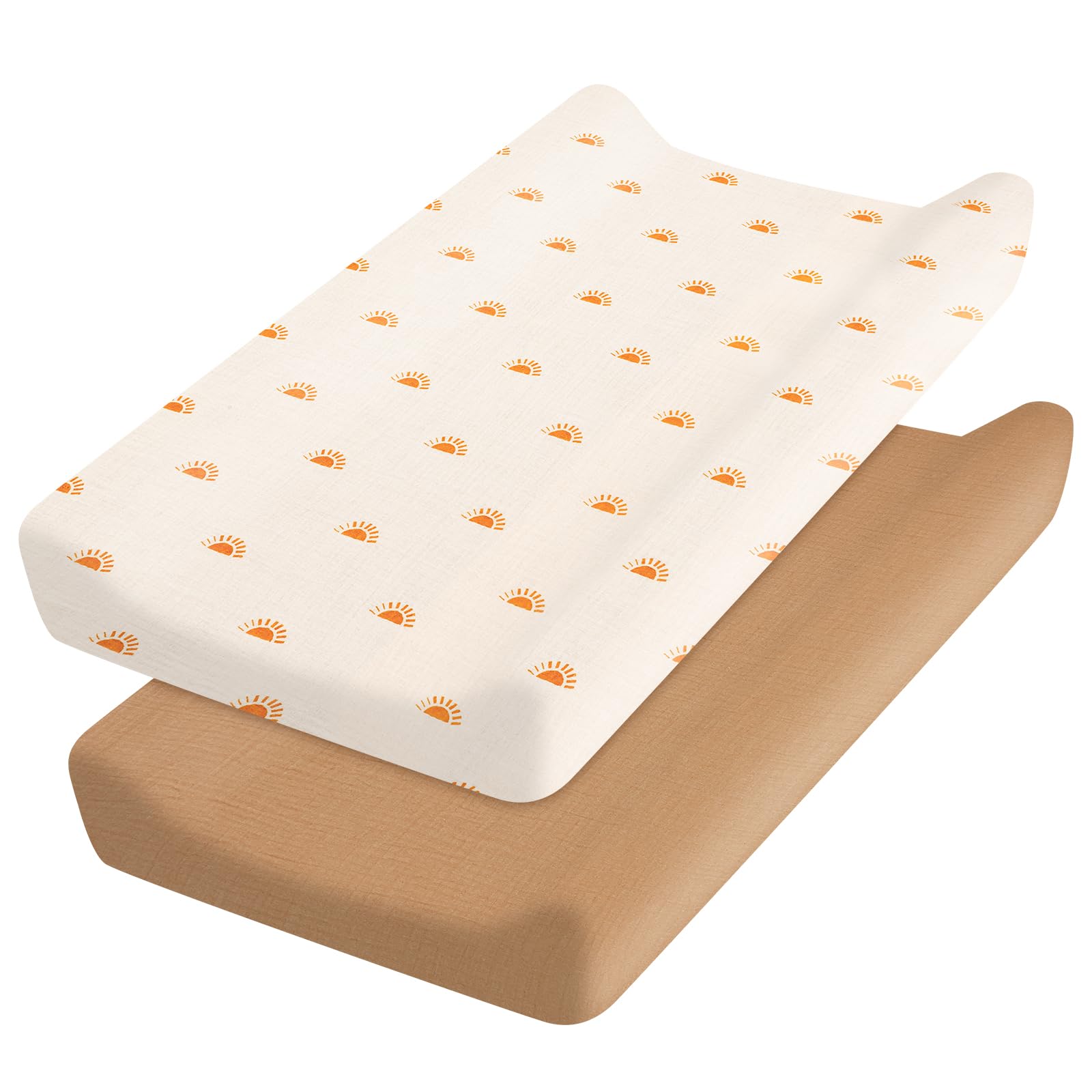 2 Pcs Changing Pad Cover,Baby Diaper Soft Changing Pad Sheets Flexible Changing Table Pad Cover Comfortable Cotton Fitted Diaper for Boys Girls,Contains no Fillers(Style 2)