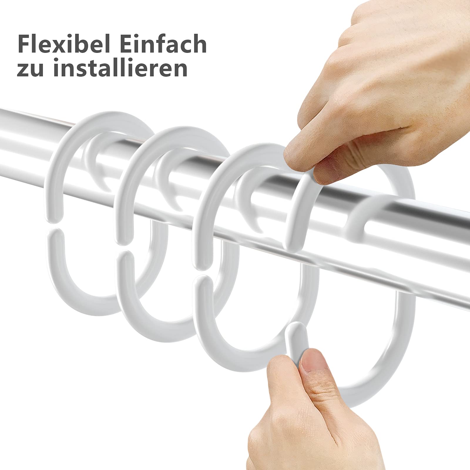 Set Di 24 Anelli In Plastica Per Tenda Da Doccia, Con Ganci A Forma Di C Adatti Per Bagni E Camere Da Letto 95852913