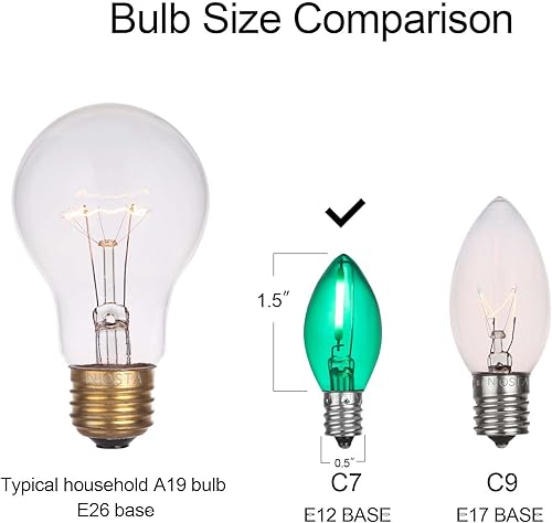 Miniatura 3 de NIOSTA C7 Bombillas LED de repuesto de Navidad, con certificación UL, para decoración de interiores y exteriores, filamento LED E12 de 0.5 W y