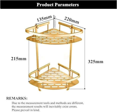Miniatura 4 de Estante de baño organizador de esquina para ducha, organizador de pared para baño, estante de oro, organizador de ducha, espacio de aluminio, cesta
