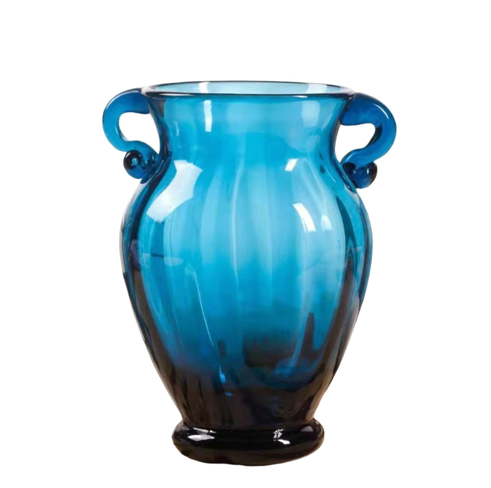asdchZen Blue Vase, Glass Vase Tall Vases Large Flower Vase Small Vase Amphora For Hydroponics, Fresh Flowers, For Home Room Decor,Blue-15 * 26CM