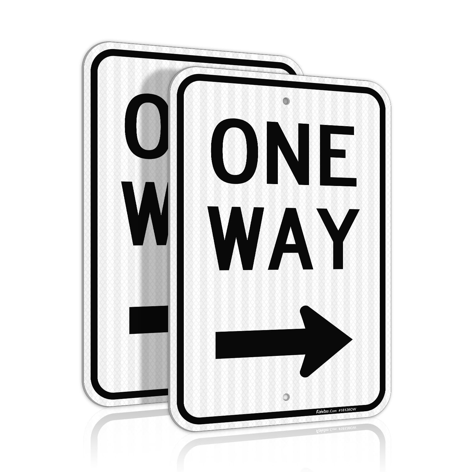 Faittoo One Way Sign with Right Arrow, (2 Pack) 18x12 Inches Engineer Grade Reflective Rust Free Aluminum, Weather/Fade Resistant, UV Protected, Easy