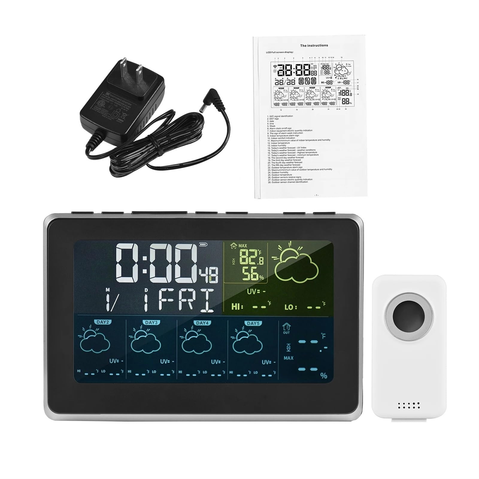 Stacja pogodowa, inteligentna stacja pogodowa LCD, sterowanie aplikacją, cyfrowy termohigrometr, prognoza pogody, monitor wilgotności, do domowego ogrodu