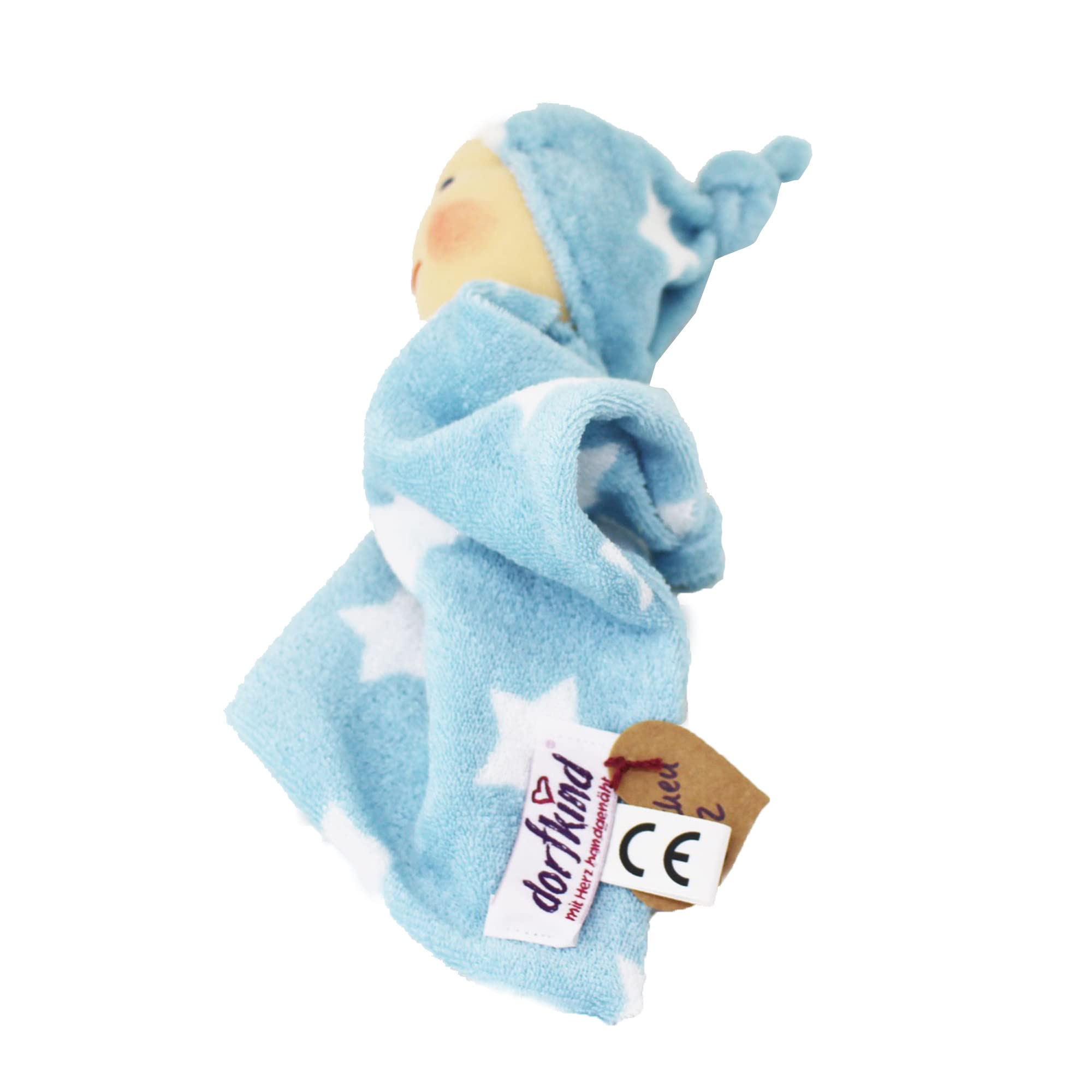Baby Schmusetuch nach Waldorf Art, Knötchen hellblau, Für Kinder, Spielzeug aus Stoff, Gesche,Schlafwichtel, Dorfkind, Schmusetuch, Baby Puppe, Wichtel Nach Wal