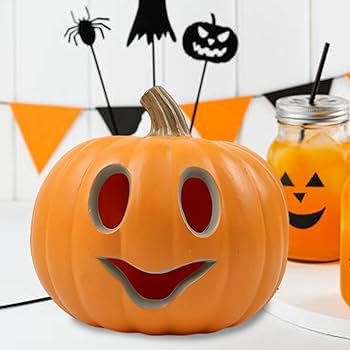 オレンジのジャック・オー・ランタンライト　ビッグ60㌢ ジャック・オー・ランタン / LED パンプキンライト XLサイズ