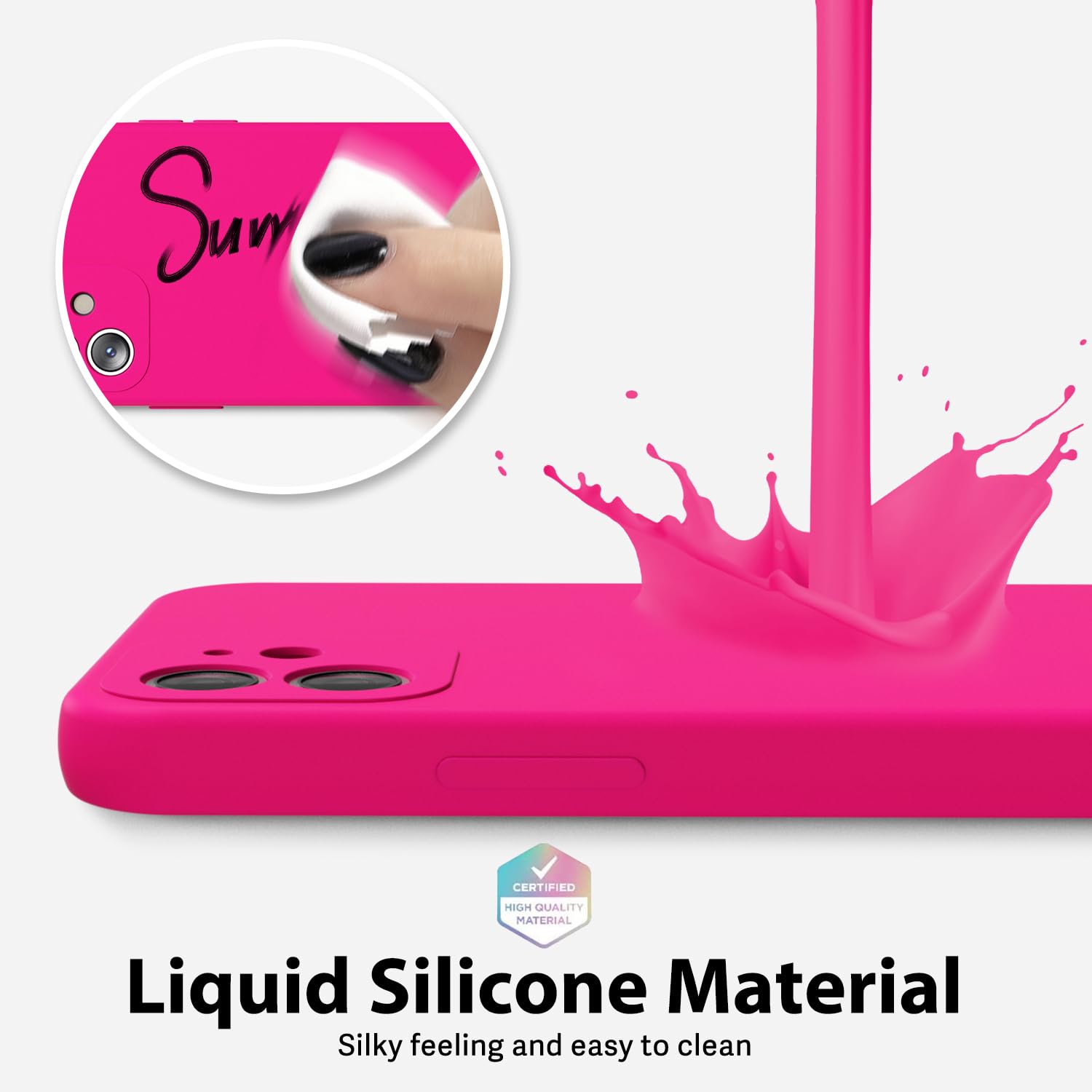 oakxco for iPhone 17 Pro Max Phone Case Liquid Silicone, Cute Thin Slim Grip Soft Rubber Gel for Women Men, Smooth Matte TPU Plain Solid Color Girly Simple Case with Camera Cover, Light Pink — view 1805