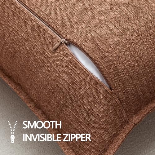 Image of MIULEE Pack of 2 Thick Textured Couch Throw Pillow Covers 18x18, Rust Terracotta Decorative Pillow Covers, Neutral Linen Cushion Cases for Sofa Bed Living Room Modern Farmhouse Home Decor, No Filling