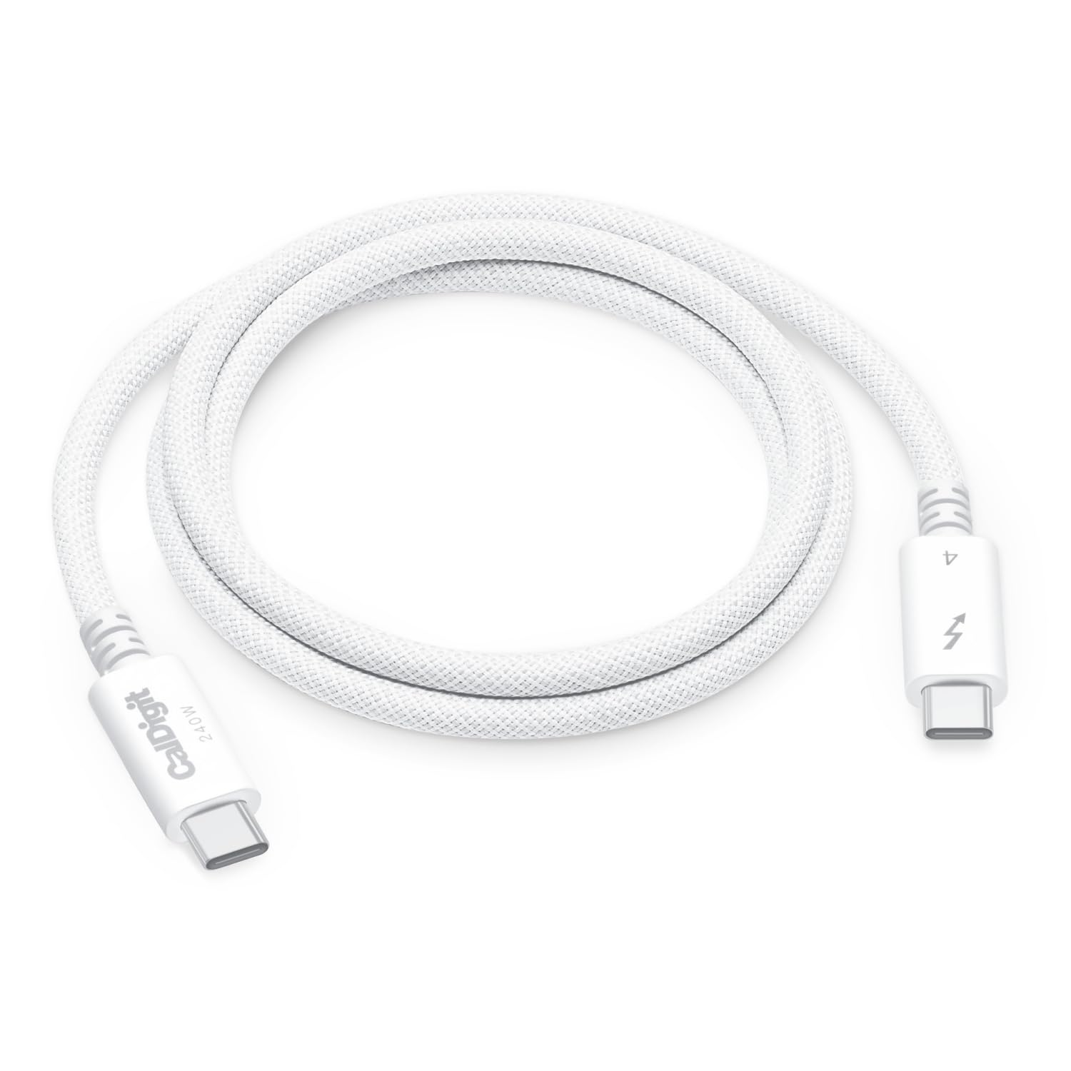 CalDigit Thunderbolt 4 Pro Braided Cable - 40Gbps 240W Power Delivery, Compatible with Thunderbolt 3, Thunderbolt 5, USB4 Type C, MacBook Pro, iMac, iPhone 17 (Pro 1m Thunderbolt 4/USB4, White)