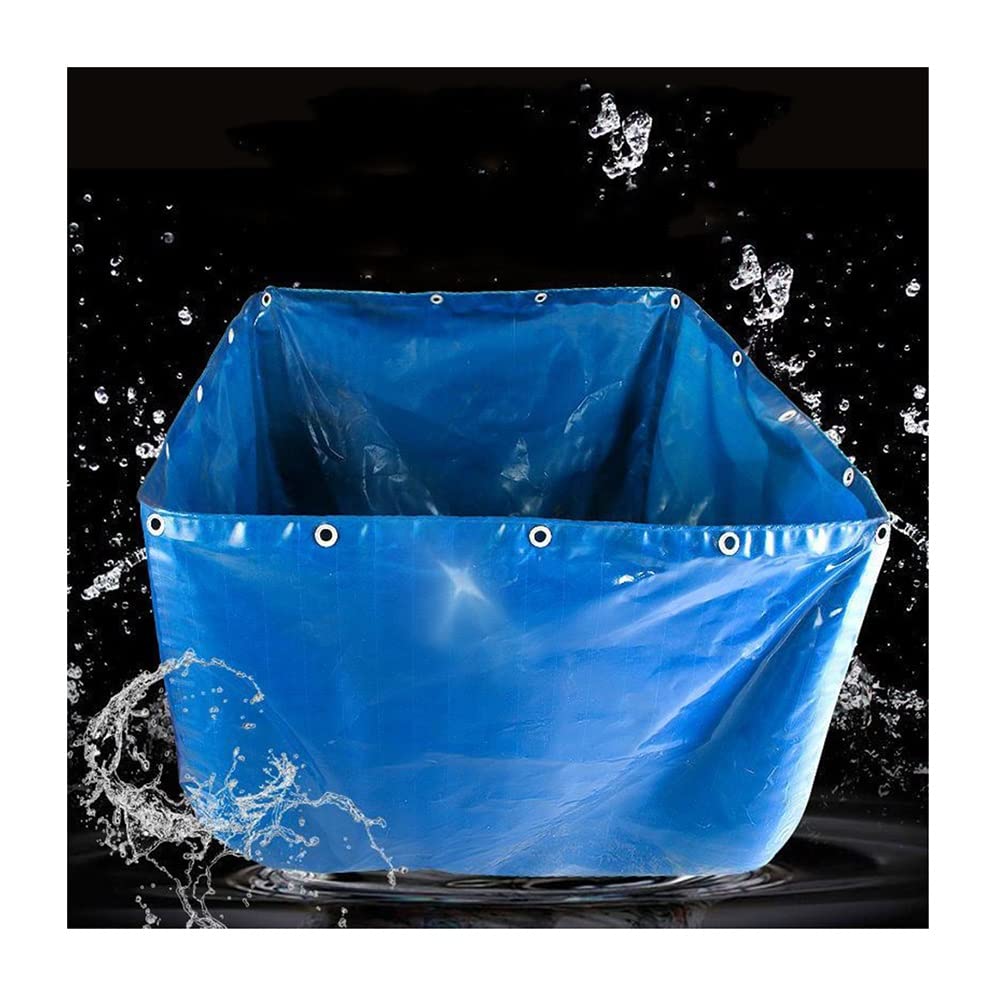 XJJUN Verdicktes, wasserdichtes, faltbares Segeltuch-Fischteich – 2 x 1 x 1 m, temporärer Haltetank für Fischzucht, Garnelenzucht und Hydrokultur, blaue Aufbewahrungslösung