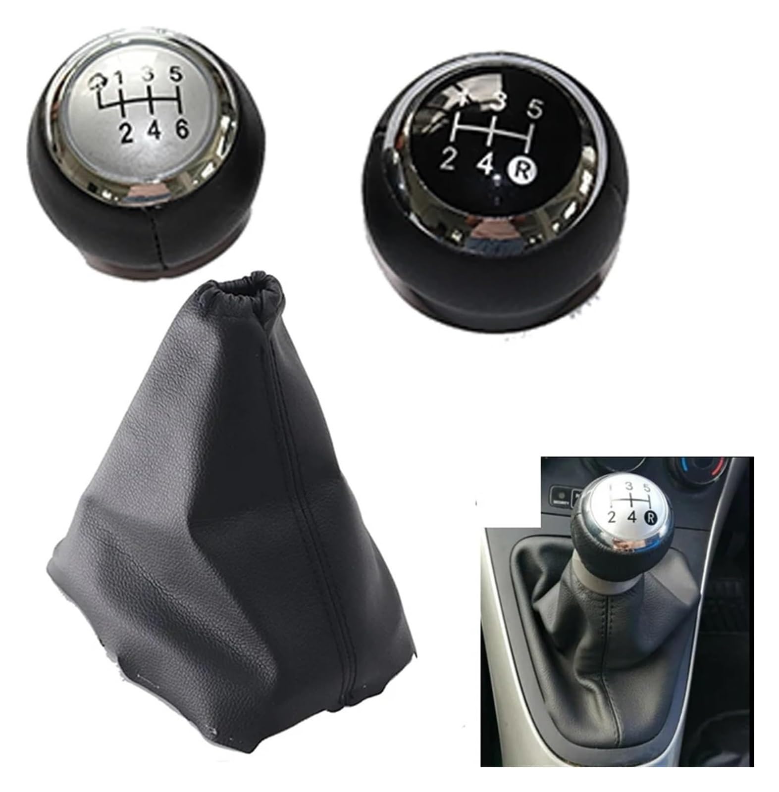 Pomelli Leva Cambio Auto Per Toyota Per AURIS 2007-2011 5/6 Velocità Pomello Del Cambio Auto Cuffia Leva Colore(6 Speed Silver Set)